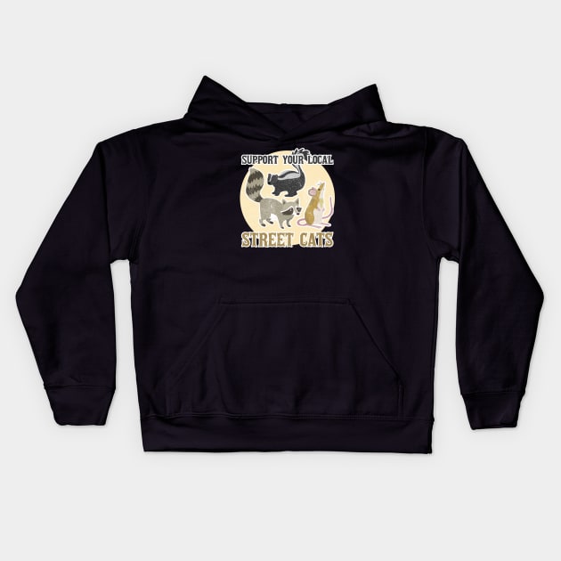 Funny Cat Support Your Local Street Cats Kids Hoodie by Design Malang